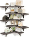 Fixwal Set of 5 Corner Floating Shelves, Rustic Wood Wall Mounted Shelf for Bathroom, Kitchen, Bedroom, Home Decor