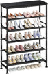 Mavivegue 6 Tier Shoe Rack Organizer, Metal Organizer Shelf with with MDF