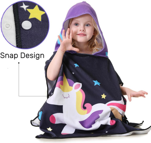 1 2 3 4 5 Unicorn Towel Poncho for Toddler s Kids Bath Beach Pool Girl Age Old Swim Cover-ups with Bag