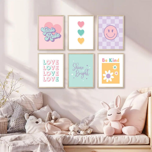 Lwoztra 8x10 Inch Girls Room Wall Art Kids Canvas Poster Nursery Wall Decor Pink Colorful Prints Baby Toddler Pictures