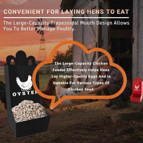 POIET Chicken Oyster Shell Feeder and Grit Feeder Metal Chicken Feeder Chicken coop Accessories Automatic Chicken