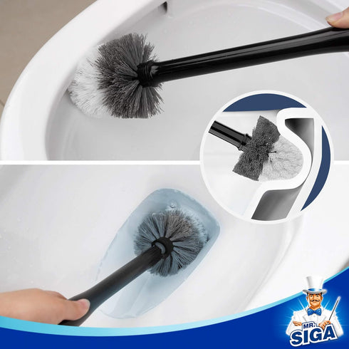 MR.SIGA Toilet Bowl Brush and Holder, Premium Quality Black, Durable Bristles with Solid Handle, 1 Pack