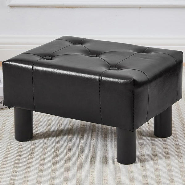Small Foot Stool Ottoman, Faux Leather Footstool Ottoman Foot Rest for Couch,