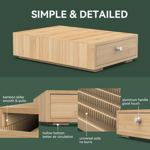 Premium Bamboo Coffee Pod Drawer for Nespresso Vertuo Capsules (NV140), Holds 40 Big or 52 Small Vertuoline Pods