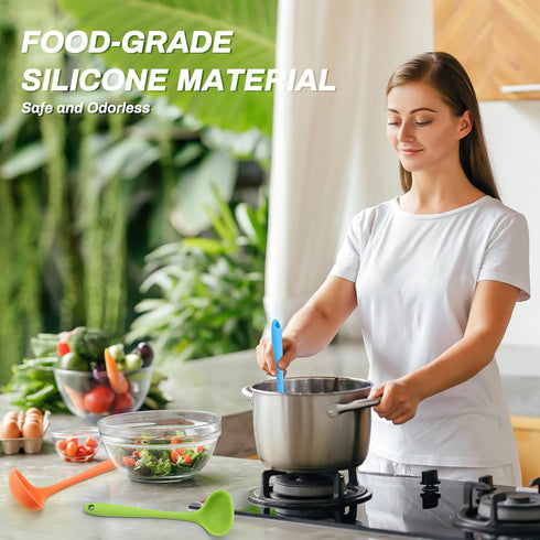 5 Pieces Silicone Ladles, Small Soup Ladle Spoon, Heat Resistant Kitchen Spoons for Cooking and Serving Sauce, Chili,