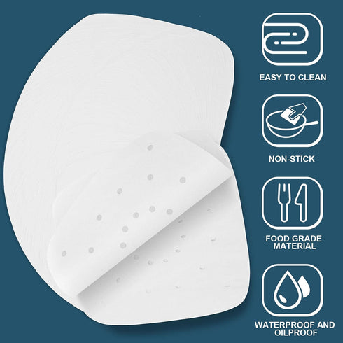 200pcs Disposable Air Fryer Parchment Paper Liners, 8.5 inch Premium Perforated for Easy Cleanup