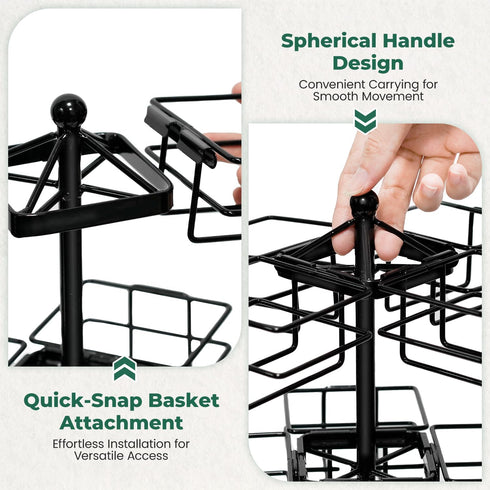 Counter 3 Packet EsLuker.ly Tea Bag Holder Organizer for Tier Metal Teabag Storage Rack, Spinning Carousel Display