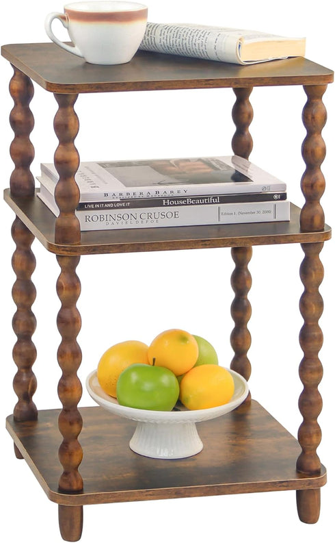 Fultyle Side Table, Small End Table with Storage Shelf, Modern Bedside Table