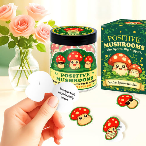 60 Mushroom Gifts for Women - Positive Mushroom Cards Jar, Daily Affirmation Cards For Womens, Girls - Emotional