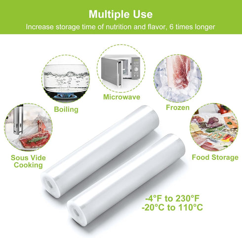 Bonsenkitchen Vacuum Food Sealer Rolls Bags - 2 Packs 8 in x 20 ft for Storage and Sous Vide Cooking