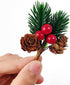 GXXMEI 30PCS Christmas Floral Picks, Pine Cone Holly Berry Stems for Crafts, Artificial Christmas Picks and Sprays, Red