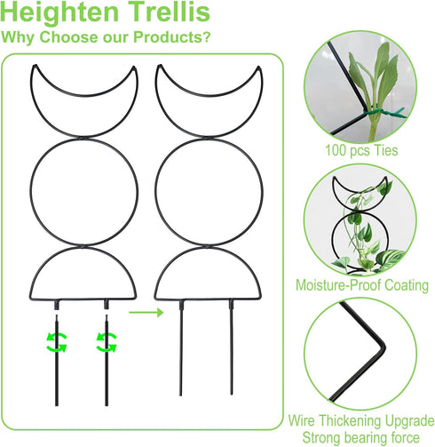 HENABLE 4 Packs 19 4 in Heighten Trellis for Climbing Plants Indoor, Small Garden Metal Trellis for Potted Plants