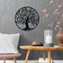Yetaha Tree of Life Metal Wall Art - 11in x 11in Black Contemporary Iron Artwork Decor for Home and Garden