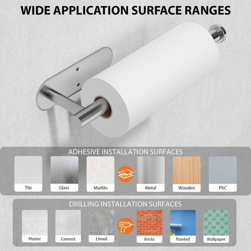 SUS304 Auxmir No Drilling Self Adhesive Toilet Paper Holder, Premium Rustproof Stainless Steel Roll Holder Wall Mount