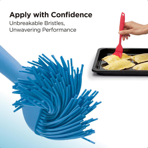 Kitchen Mama WALTZGRIP Platinum Silicone Basting Pastry Brush: Set of 2 Heat-Resistant for Cooking, Baking, BBQ (Blue)