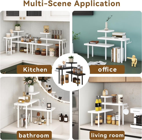 Countertop Organizer,3-Tier Counter Shelf,4 Countertop Desk,White,TLJ023W IBUYKE Spice Racks,Kitchen Corner Side