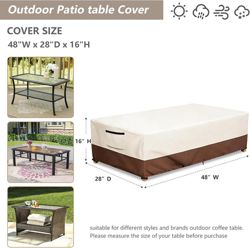 Exokugo 48L 28W 16H inches, Waterproof Patio Coffee Table Cover, Rectangular Outdoor Small Side Table Cover - Fits up
