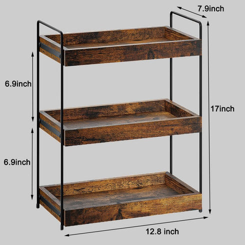 Counter 3-Tier Counter, Bathroom Organizer, Wood Spice Rack Organizer for Kitchen Vanity Skincare Organizers Shelf