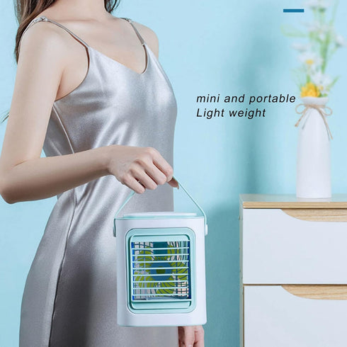 Mini Air Conditioner, Portable AC, Desktop USB Air Conditioning Fan with 3 Gear Speed Control