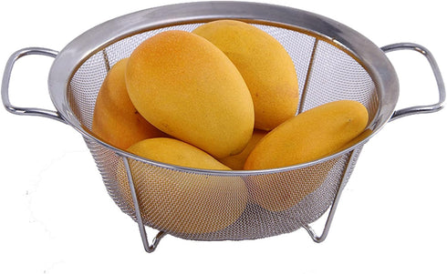 Stainless Steel Mesh Colander Strainer Basket - 2.5 Quart Fine Mesh Net with Heavy Duty Handles for Strain, Drain, Rinse