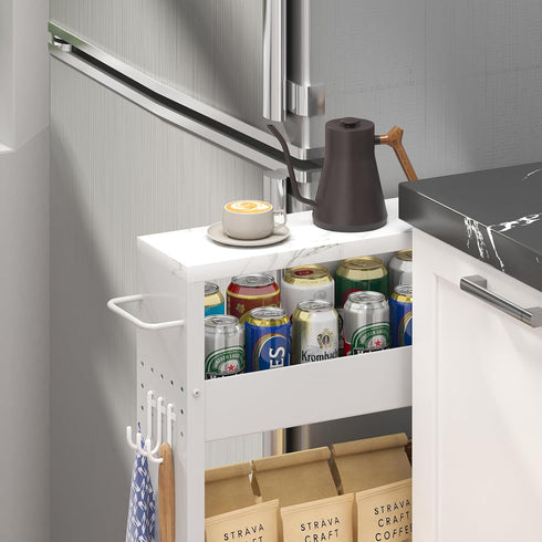 Slim 4-Tier Kitchen Rolling Cart, Narrow Storage Cabinet with Handle & Wheels, Metal Shelf Unit for Small Spaces (5 in