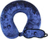 Cloudz Crushed Velvet Ultra Premium Comforlite Memory Foam Travel Neck Pillow with Black Out Sleep Mask - Blue