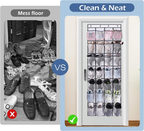 MISSLO 28 Large Pockets Over The Door Shoe Rack Hanging Organizer for Closet Door Shoe Storage Holder, White