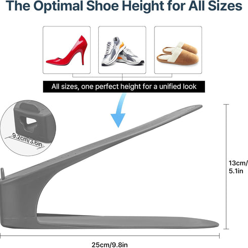 20 Pack, Closet, One-Piece Shoe Slot Organizer Space-Saving Stackers for Entryway & Shoe Rack | No Assembly Needed
