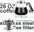 Aquach Pour Over Coffee Maker, 828ml (28oz) Glass Coffee Server, Paperless Dripper, Stainless Steel Set
