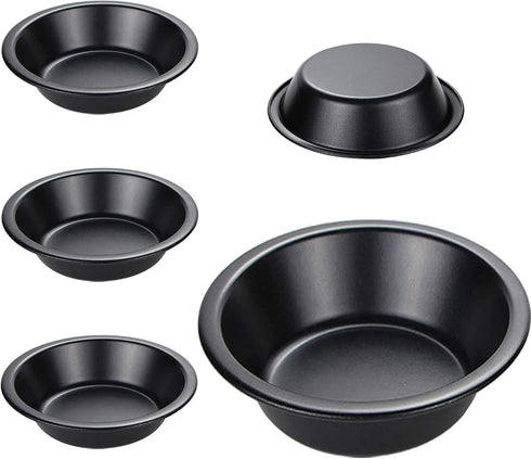 5 Inch Mini Pie Pans, Round Bakeware Set for Baking Pies, Cakes, Tarts, Desserts, Black