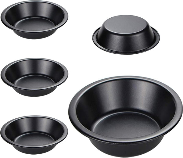 5 Inch Mini Pie Pans, Round Bakeware Set for Baking Pies, Cakes, Tarts, Desserts, Black