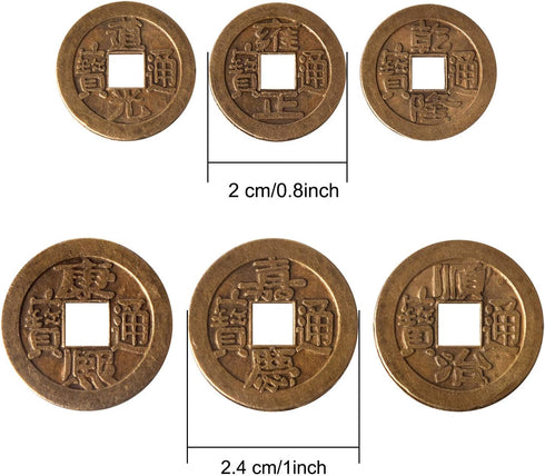 Coopay 240 Pieces Chinese Coins for New Year Feng Shui, Good Luck Fortune I-Ching Ornament with Red Pouch