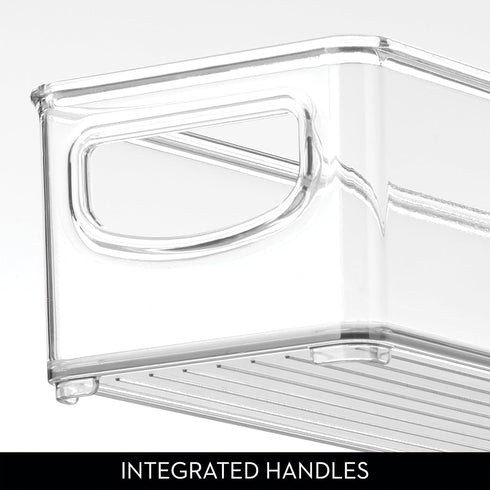 iDesign Small Pantry Bin with Handles - Stackable Organizer Bins for Kitchen, Clear, Made in USA