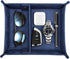 SITHON Dark Blue Valet Tray Organizer, Removable 2 Compartment Catchall Tray for Bedside, Vanity, Nightstand