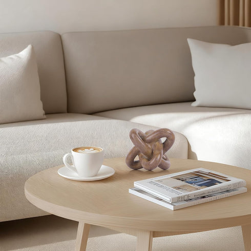 DOVDOV Wood-Toned Knot Sculpture, Triple-Knot Statue, Wood-Toned Home Decor, Ideal for accenting Rustic-Style Coffee
