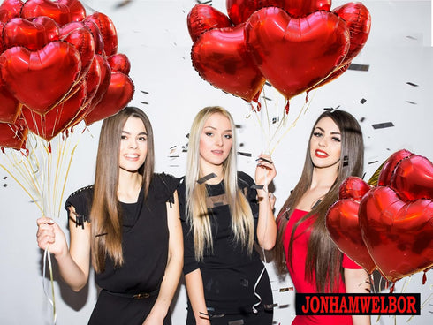 Jonhamwelbor 20Pcs 18 inch Red Foil Mylar Heart Shape Balloons for Valentines, Birthday, Wedding Party Decorations