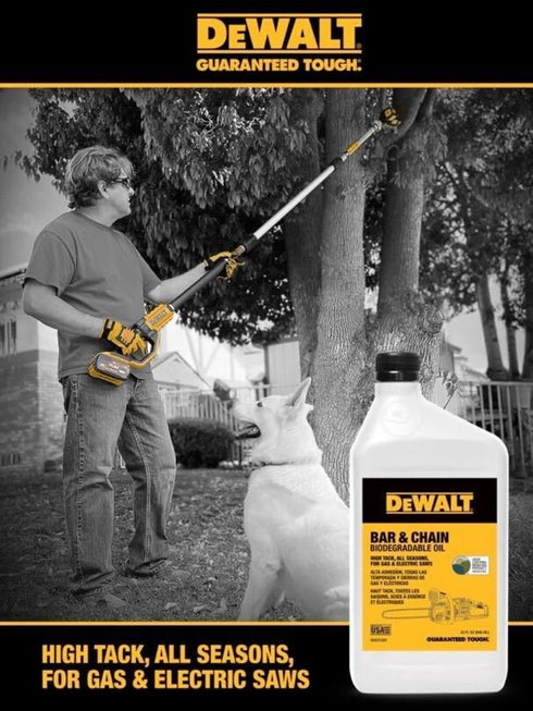 (16 oz 2)) DEWALT Biodegradable Bar & Chain Oil Green, Eco-Friendly, Non-Toxic Professional Bar & Chainsaw Lubricant