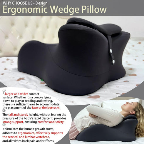 jatleyming 27 Memory Foam Wedge Pillow Couples Pillow - Intimacy Butt Pillow Cushion for Lumbar Support, Lift