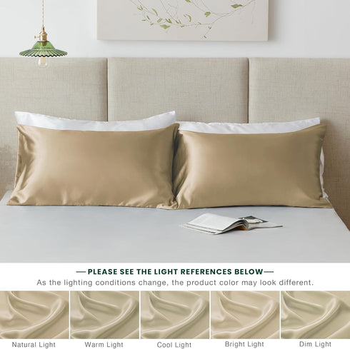Love's Cabin Satin Pillowcase Set of 2 for Hair and Skin, Queen Size 20x30 Inches, Taupe, Cooling Pillow Cover