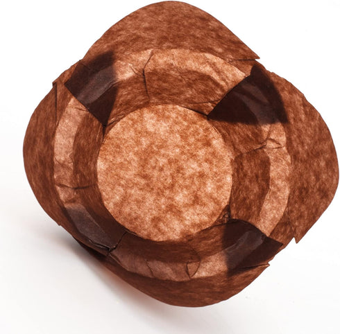 GOLDEN APPLE 100 Pcs Tulip Cupcake Liner - Lotus Parchment Baking Cup for Weddings, Birthdays, Brown