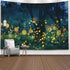 EMMTEEY Fantasy Tapestry Lampyridae Night Trees Lightning Bugs Wall Tapestry 80X60 for Friends Families
