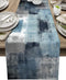 Dusty Blue Table Runner, 72 Inches Long, Grey Abstract Art for Farmhouse Kitchen Dining Table Decor