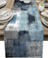 Dusty Blue Table Runner, 72 Inches Long, Grey Abstract Art for Farmhouse Kitchen Dining Table Decor