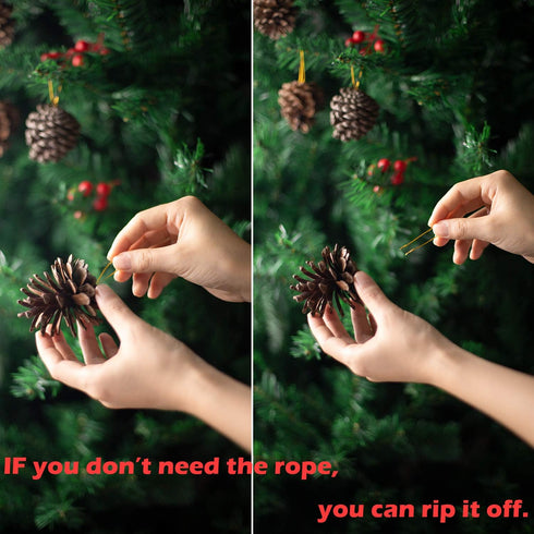Whaline 25 Pcs Christmas Pine Cones Decoration with String, Natural Rustic Pinecones Bulk Ornaments for Crafting