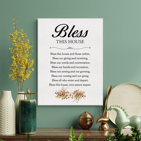 LEXSIVO Home Blessing Print - Canvas Wall Art, Bless This House Painting, 12x15 Canvas Poster