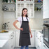 Aprons for Women and Men, Kitchen Chef Apron with 2 Pockets, Adjustable Bib Apron, Black/White Pinstripe