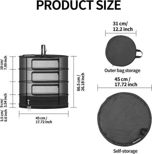 4 Herb Drying Rack Hanging Mesh, Medium Layer Plant Drying Rack with Door Type Zipper and Closed Storage Compartment