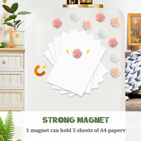 15 pcs - Cute Flower Fridge Magnets, Pink Rose Fridge Magnets, Beautiful Magnets, Cute Whiteboard Magnets for Adults, Girls Locker Magnets for Kitchen and Office, Schools (15 pcs - Rose - Pink)