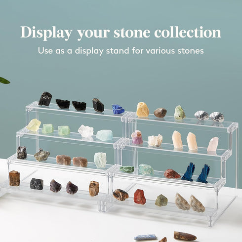 Lifewit 4 Tier Clear Display Risers Stand, Plastic Risers for Display, Organizer for Figures, Cupcake, Dessert, Desktop