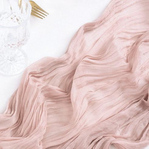Socomi 10ft Cheesecloth Table Runner, Boho Rustic Dusty Pink for Baby Shower, Wedding, Easter, Summer Decoration